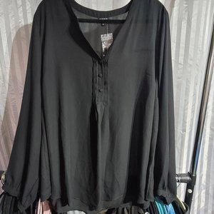 TORRID Black Georgette Pintuck detail blouse sz 3X new with tags
